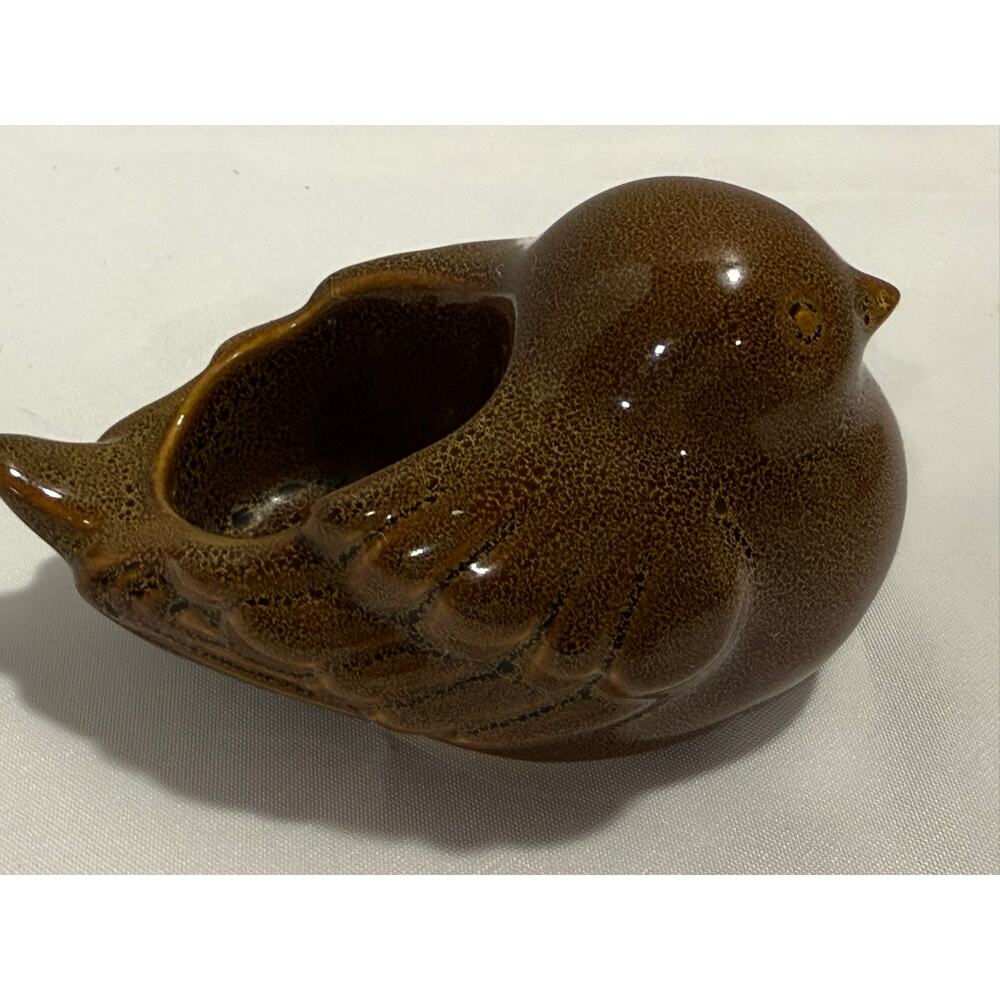 Brown Ceramic Bird Tealight Candle Holder